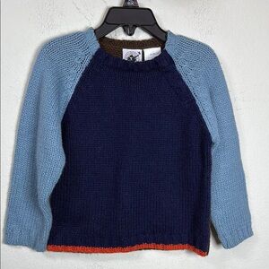 (R0) GOOD LAD, vintage Navy and Light Blue Sweater, toddler, 55% RAMINE,15% WOOL